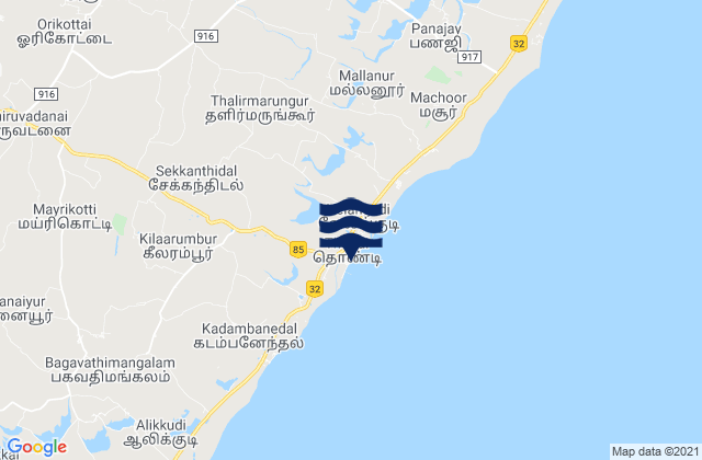 Tondi, Indiaの潮見表地図