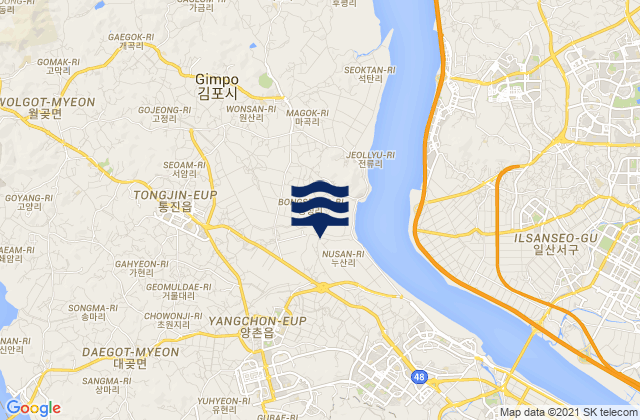 Tongjin, South Koreaの潮見表地図