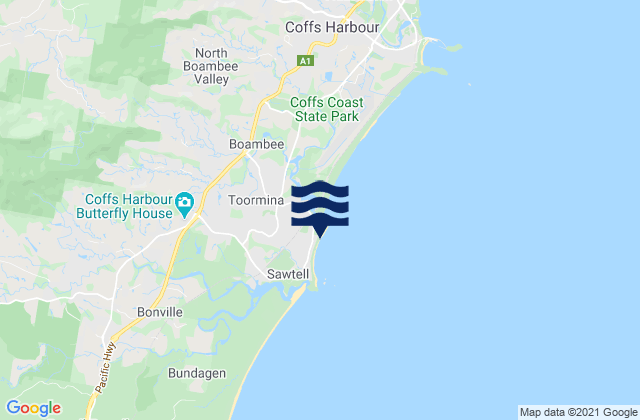 Toormina, Australiaの潮見表地図