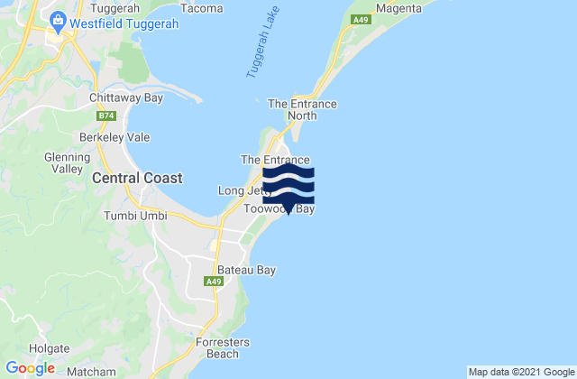 Toowoon Bay, Australiaの潮見表地図