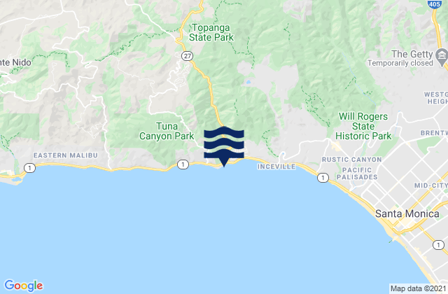 Topanga Beach, United Statesの潮見表地図