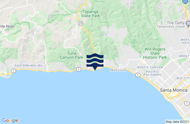 Topanga State Beach, United Statesの潮見表地図