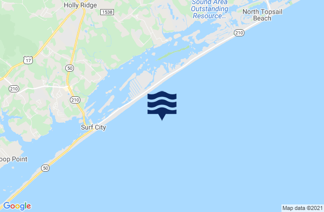 Topsail Island, United Statesの潮見表地図