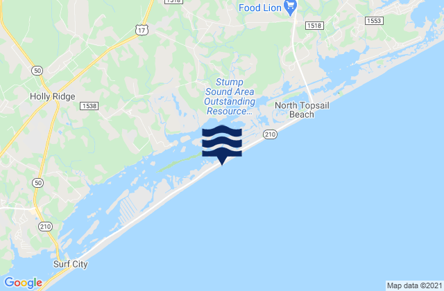 Topsail Island, United Statesの潮見表地図