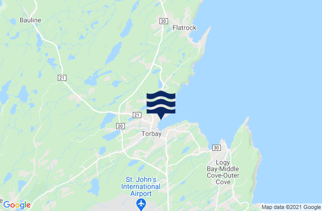 Torbay, Canadaの潮見表地図