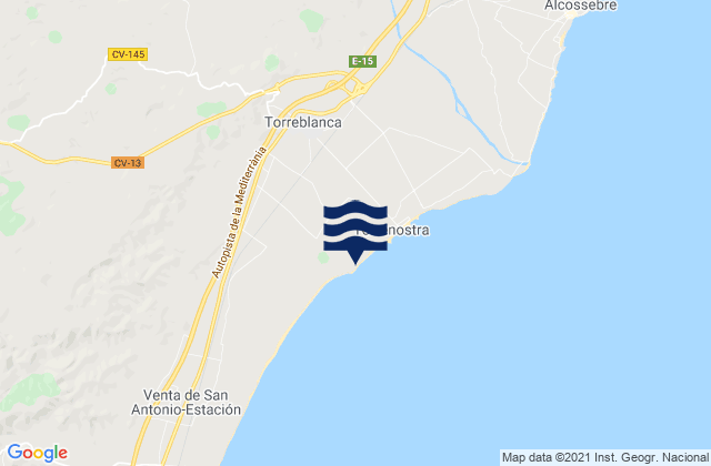 Torreblanca, Spainの潮見表地図