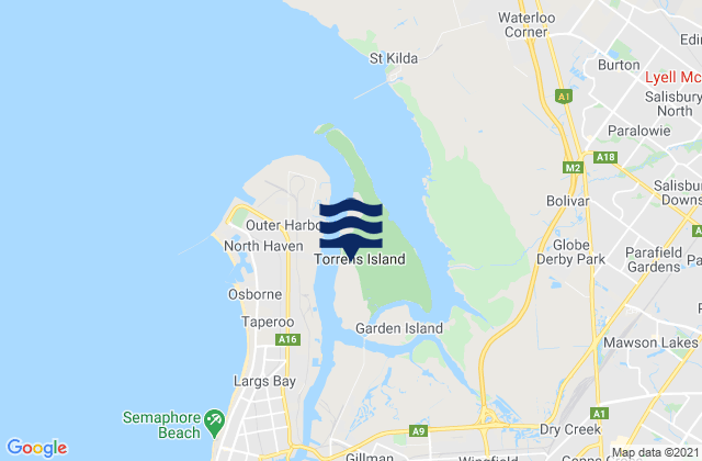 Torrens Island, Australiaの潮見表地図
