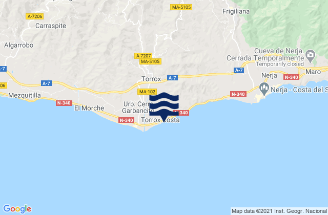 Torrox, Spainの潮見表地図