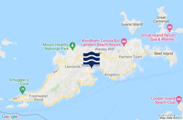 Tortola, British Virgin Islandsの潮見表地図
