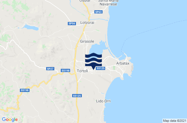 Tortolì, Italyの潮見表地図