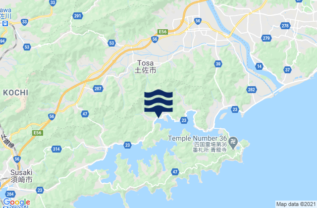 Tosa-shi, Japanの潮見表地図