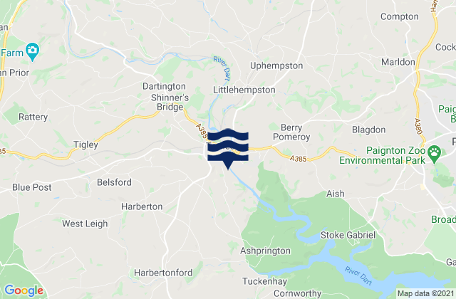 Totnes, United Kingdomの潮見表地図