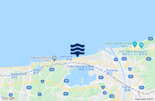 Tottori-shi, Japanの潮見表地図
