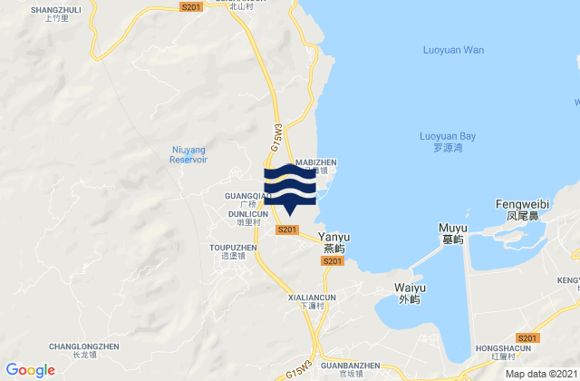 Toubao, Chinaの潮見表地図