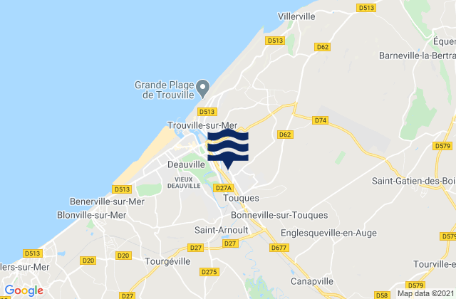 Touques, Franceの潮見表地図