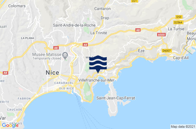 Tourrette-Levens, Franceの潮見表地図