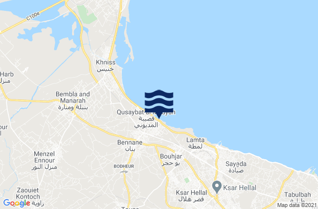 Touza, Tunisiaの潮見表地図