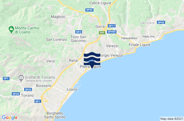 Tovo San Giacomo, Italyの潮見表地図