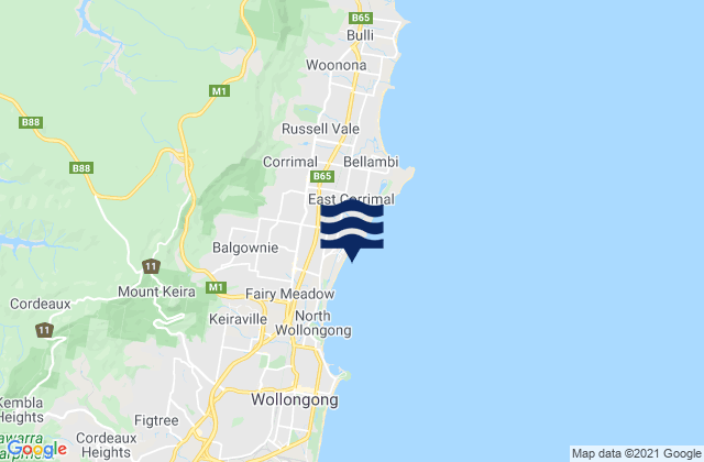 Towradgi, Australiaの潮見表地図