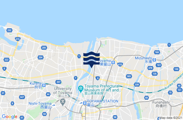 Toyama-ken, Japanの潮見表地図