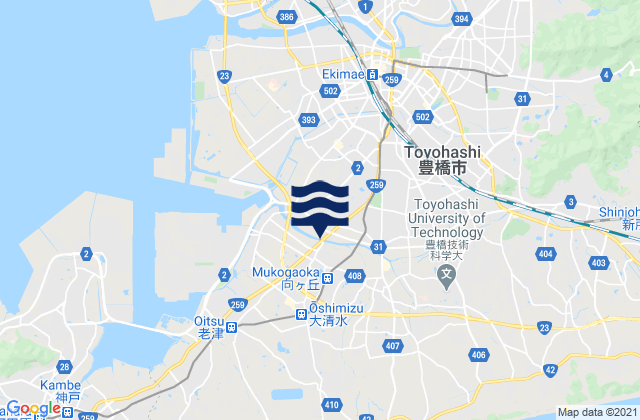Toyohashi-shi, Japanの潮見表地図