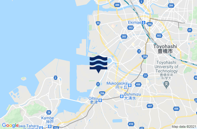 Toyohasi, Japanの潮見表地図