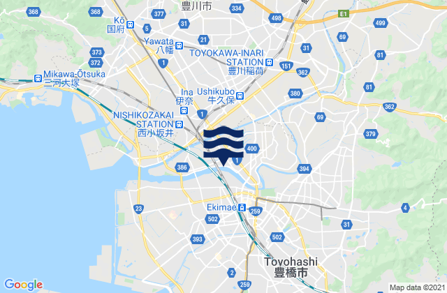 Toyokawa, Japanの潮見表地図