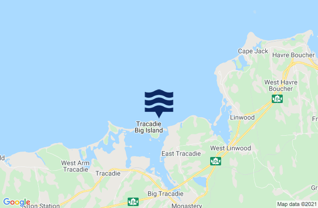 Tracadie Big Island, Canadaの潮見表地図