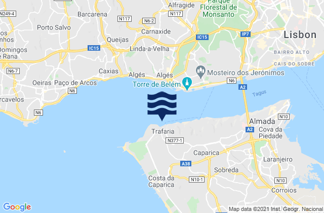 Trafaria, Portugalの潮見表地図