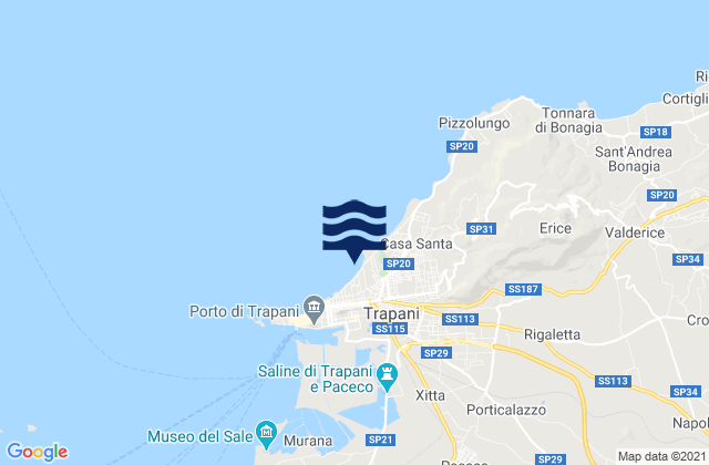 Trapani, Italyの潮見表地図