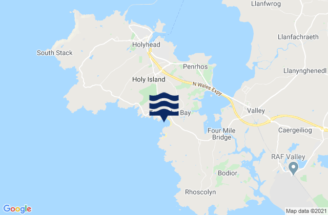 Trearddur Bay (Holy Island), United Kingdomの潮見表地図