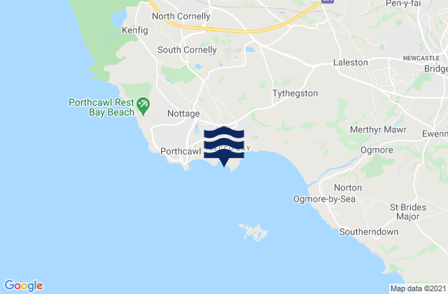 Trecco Bay Beach, United Kingdomの潮見表地図
