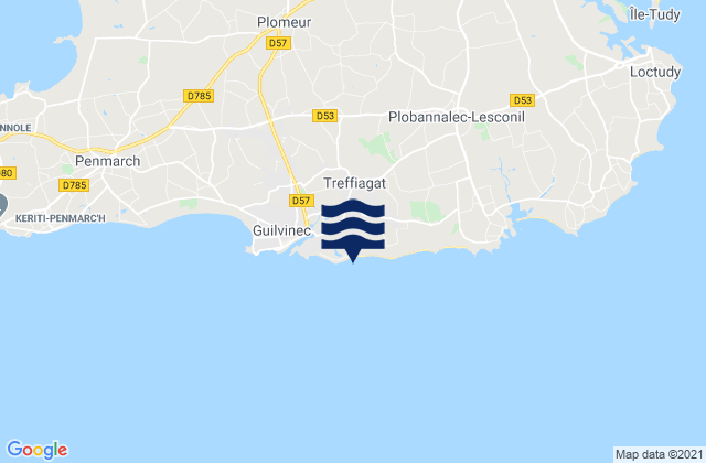 Treffiagat, Franceの潮見表地図