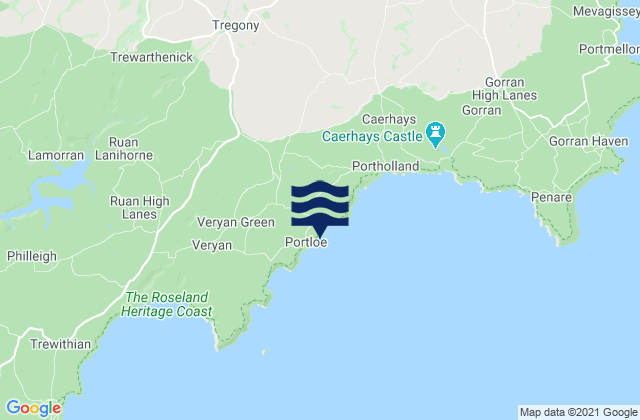 Tregoney, United Kingdomの潮見表地図
