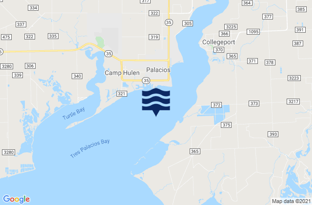 Tres Palacios Bay, United Statesの潮見表地図