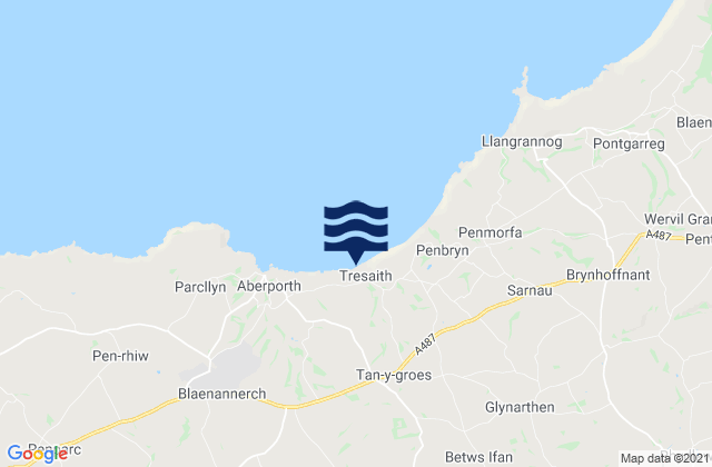 Tresaith Beach, United Kingdomの潮見表地図