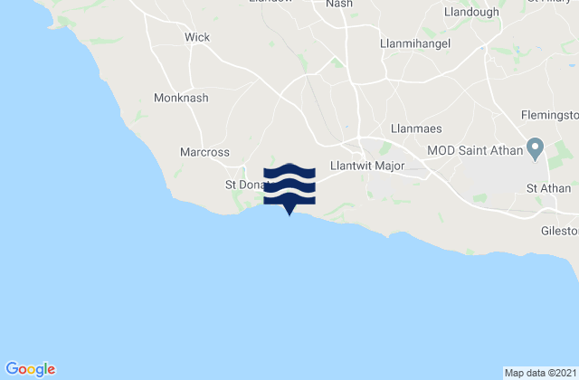 Tresilian Bay Beach, United Kingdomの潮見表地図