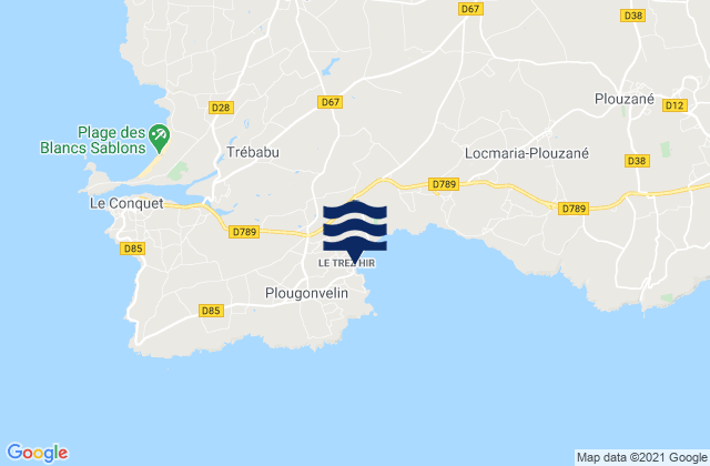 Trez Hir, Franceの潮見表地図