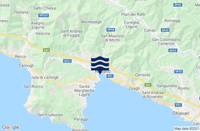 Tribogna, Italyの潮見表地図