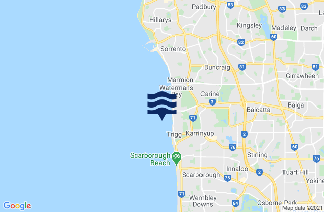 Trigg, Australiaの潮見表地図