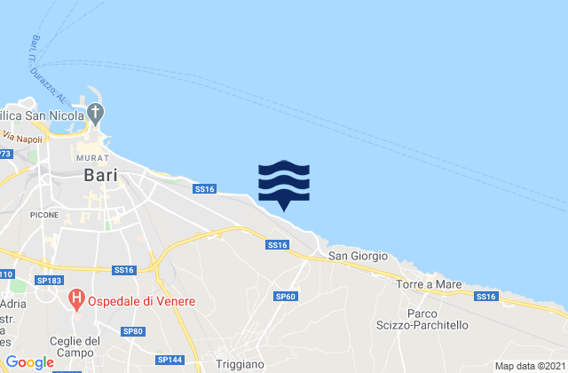 Triggiano, Italyの潮見表地図