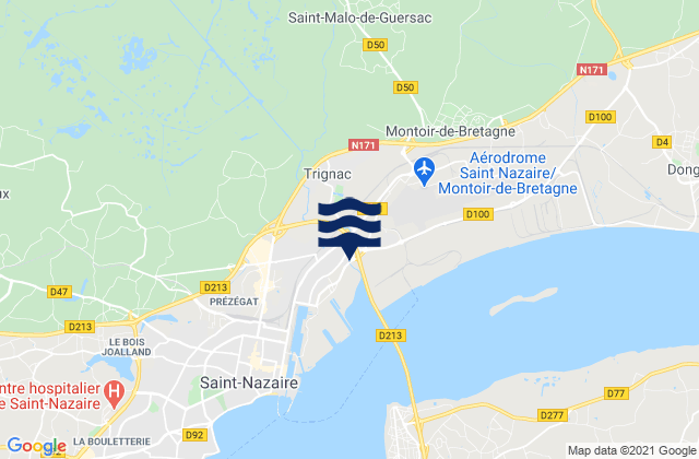 Trignac, Franceの潮見表地図