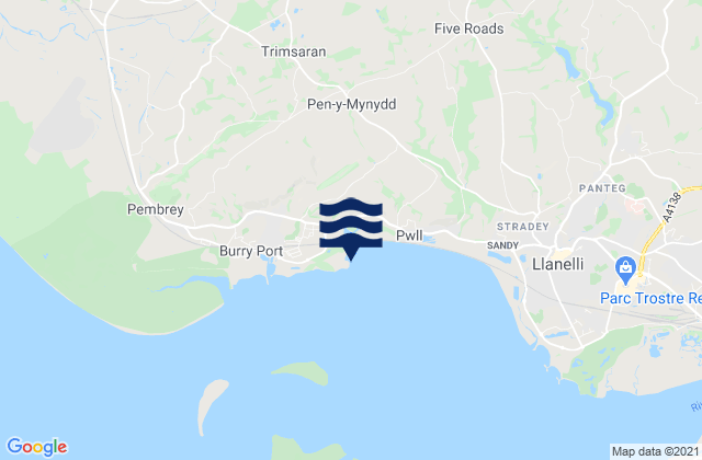 Trimsaran, United Kingdomの潮見表地図