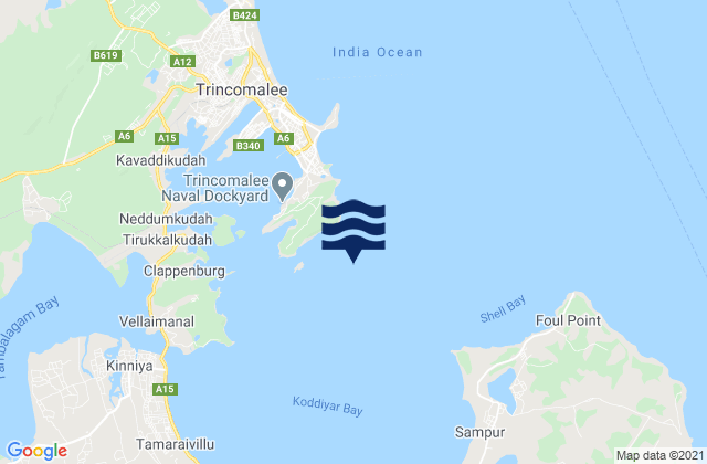 Trincomalee Harbour, Sri Lankaの潮見表地図