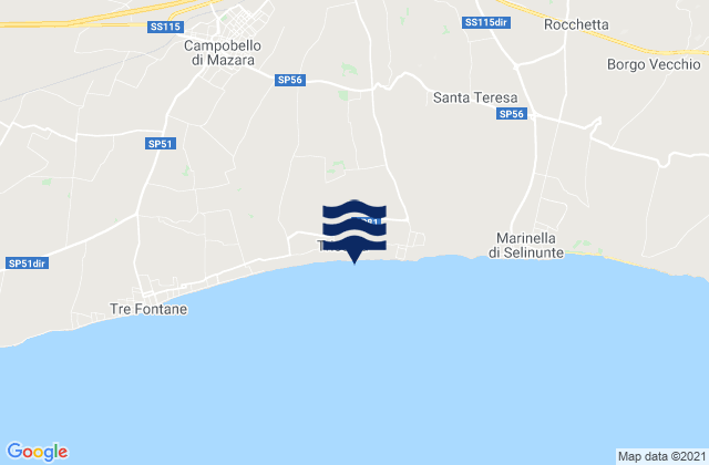 Triscina, Italyの潮見表地図
