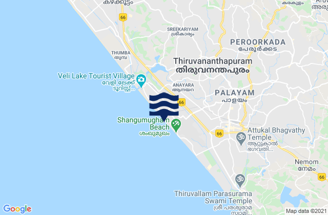 Trivandrum, Indiaの潮見表地図