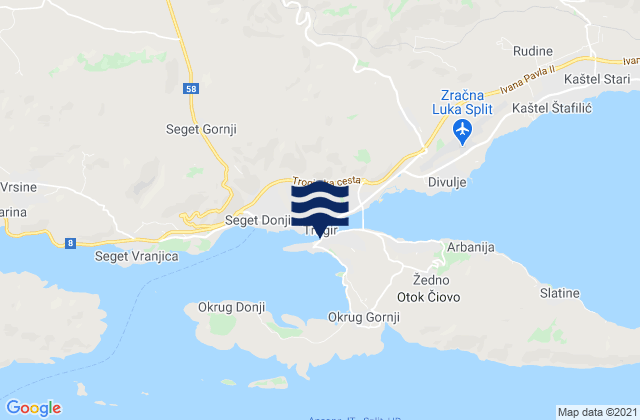 Trogir, Croatiaの潮見表地図
