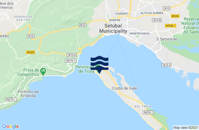 Troia, Portugalの潮見表地図