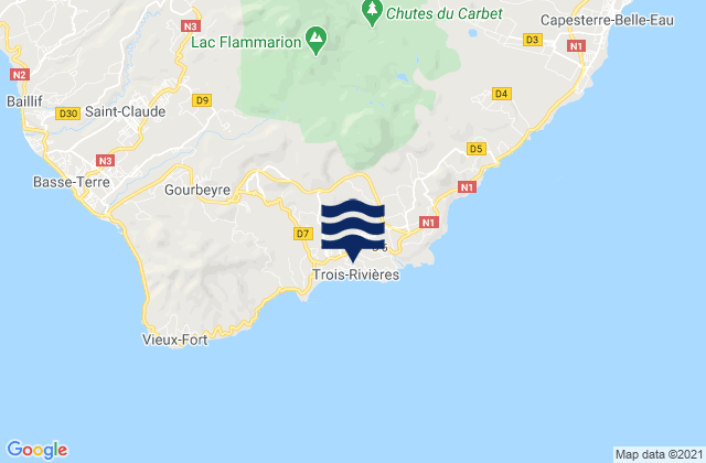Trois-Rivières, Guadeloupeの潮見表地図