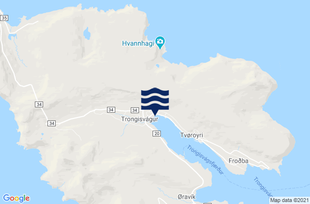 Trongisvágur, Faroe Islandsの潮見表地図
